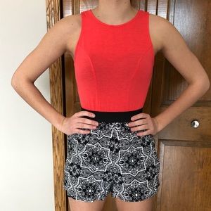 Orange Black and White Romper